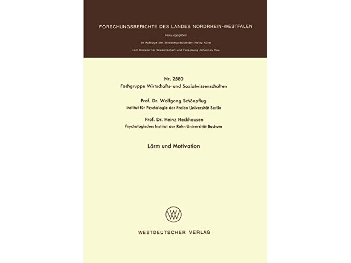 Livro Larm Und Motivation De Wolfgang Schönpflug (alemão)