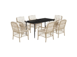 Garden Dining Set, Garden Dining Sets Vidaxl Bege Rattan / Vime (mesa Com 160 Cm De Comprimento)
