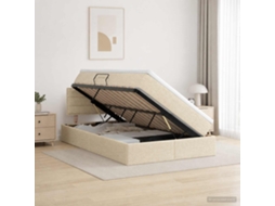 Vidaxl Cama Com Arrumação E Colchão Creme 120 X 200 Cm Veludo