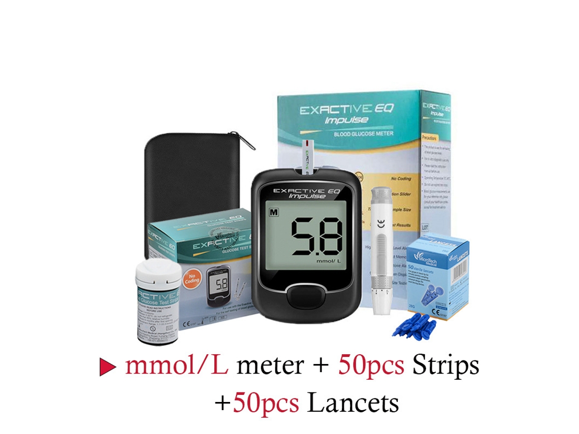 Monitor De Glicose Mmol/dl + 50 Lâminas + 50 Agulhas, Monitor De Diabetes Sem Código Rápido.
