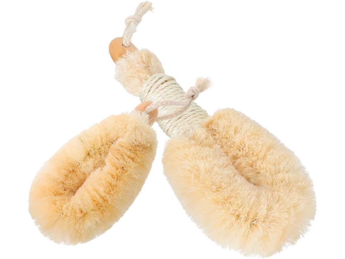 Conjunto De 2 Escovas Banho Baluue Em Sisal Natural, Escova Esfoliante Para Limpeza Da Pele No Banho