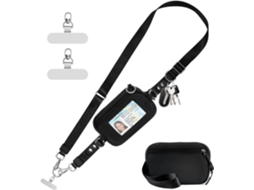 Porta-cartões Carteira Eifson Rfid Ajustável Crossbody Janela Id Detachável Tira Preto