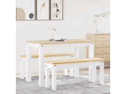 Vidaxl 3 Pcs Conjunto De Jantar Panama Madeira Pinho Maciça Branco