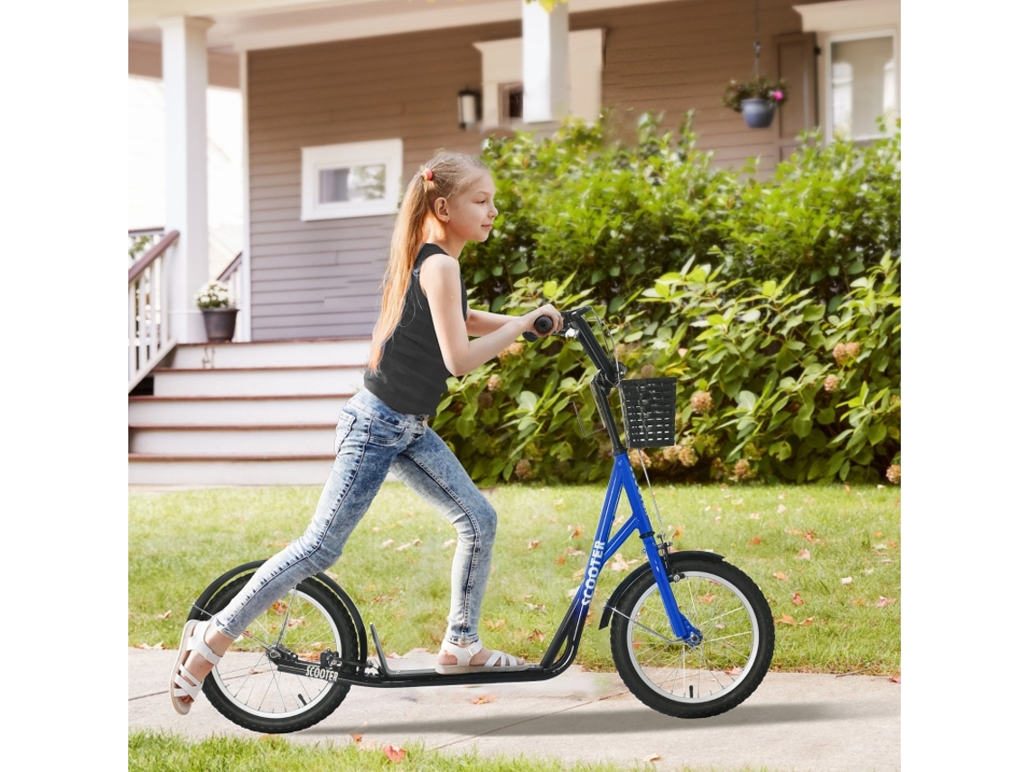 Patinete Infantil Freio Cesta Altura Ajustável Azul VELTRIX