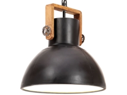 Vidaxl Candeeiro Suspenso Industrial Redondo 25 W 30 Cm E27 Preto