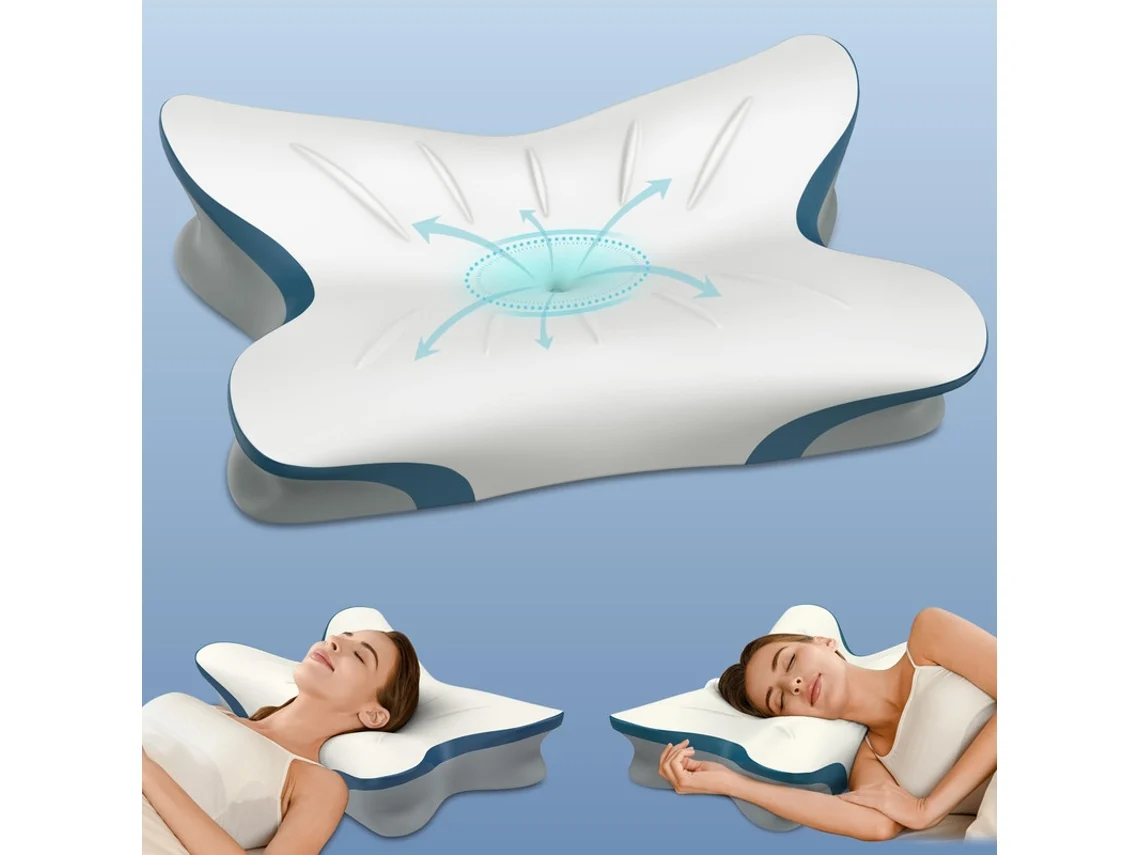 Almofada Cervical - Almofada Ergonómica Para Dormir Com Contorno Em Espuma Viscoelástica Para Suporte Do Pescoço
