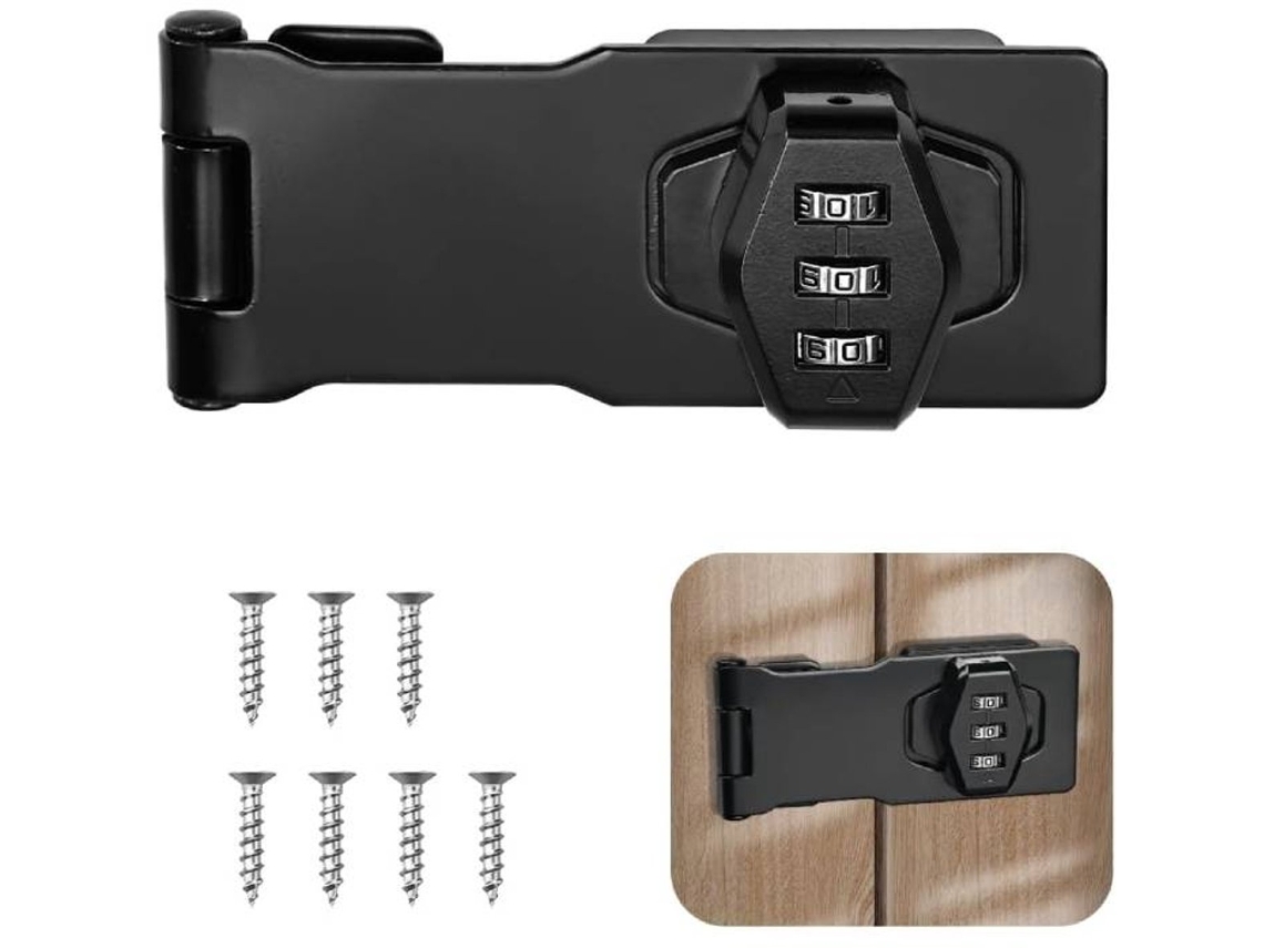 Cadeado De Combinação De 3 Dígitos De 4 Polegadas Com Trava De Combinação De Metal Para Armário De Armazenamento, Preto