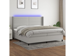 Vidaxl Cama Box Spring C/ Colchão E Led 200x200 Cm Tecido Cinza-claro