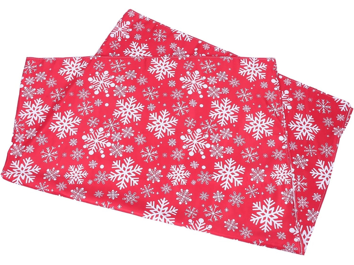 Toalha De Mesa Retangular De Linho Vermelho Com Flocos De Neve Para O Natal, 152x218 Cm