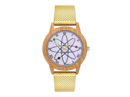 Reloj De Pulsera Unisex De Aleación Con Dial Redondo Analógico De Cuarzo Oro