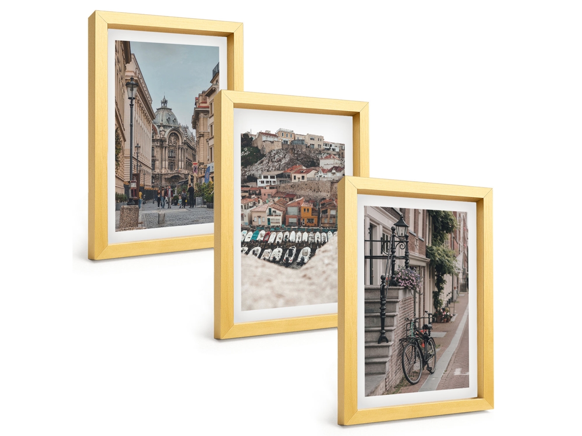 Composição De Quadros Ruas Charmosas Da Cidade Portuária Espelharte (3 Peças 20x30 Cm)