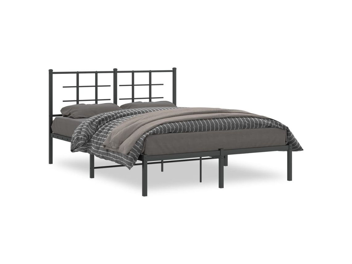 Bed Frame, Bed Frames Vidaxl Preto Aço (140 X 200 Cm)