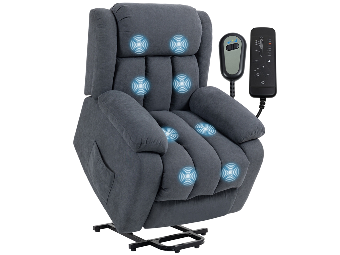 Poltrona Elétrica Reclinável com Ajuste de Altura, Inclinação e Função de Massagem Dimensões: 93 X 91 X 103 Cm Cor: Cinza Escuro. SINI TECH STORE