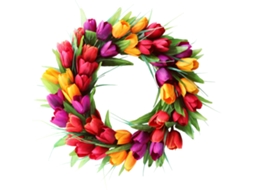 Laxiscreed Arranjo De Parede Flor De Seda Em Forma De Tulipa, 40cm Com Rattan Natural