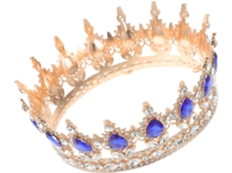 Coroa De Noiva Clássica Nuobesty Em Strass E Liga Metálica, Acessório De Cabelo Dourado E Azul.
