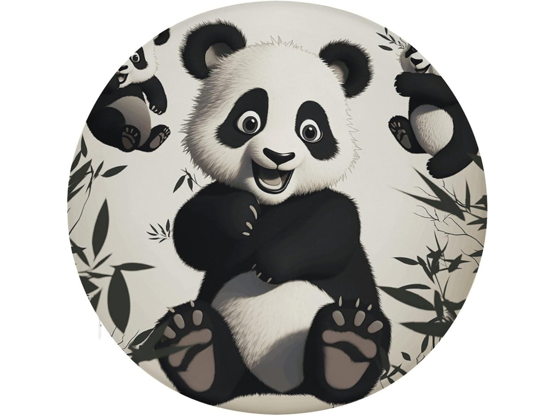Almofada Redonda De Algodão Com Espuma Viscoelástica E Estampa Panda, Almofada Grossa E Macia Para Cadeira, Ideal Para