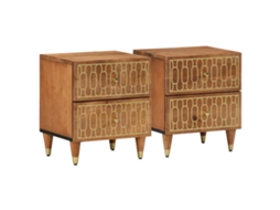 Vidaxl Mesas De Cabeceira 2 Pcs 40x33x46 Cm Madeira Mangueira Maciça