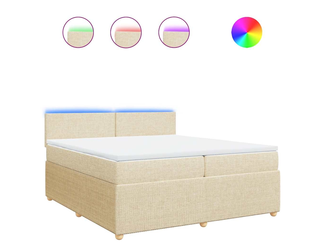 Box Spring Bed, Box Spring Beds Vidaxl Creme Tecido (200 X 200 Cm)