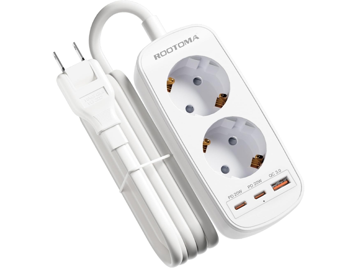 Adaptador de tomada japonesa com duas tomadas.