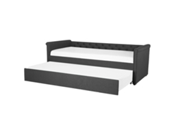 Cama Gavetão Estilo Chesterfield Beliani Libourne De Tecido Cinzento Escuro 80x200