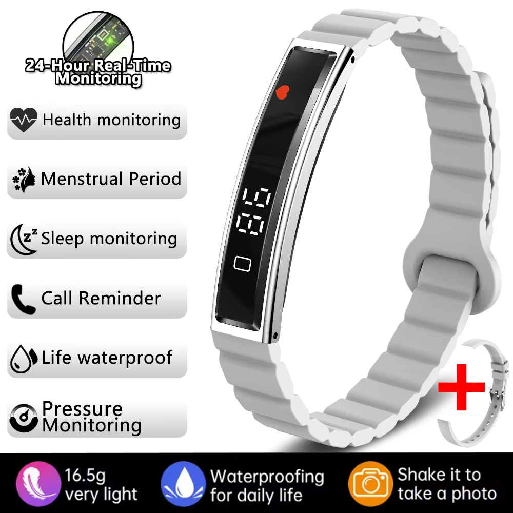 Pulseira Inteligente (silicone Cinza) Para Esportes, Fitness, À Prova D'água E Com Monitoramento De Frequência Cardíaca E Sono.