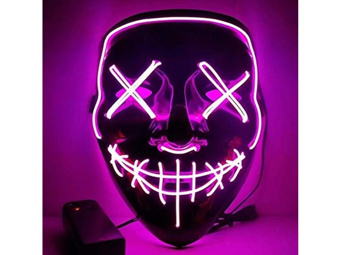 Máscara Led De Leão Luminosa Para Festival De Halloween Cosplay 22x17cm Rosa (sem Bateria)