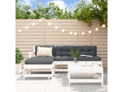 Vidaxl 5pcs Conjunto Lounge Jardim C/ Almofadões Madeira Maciça Branco