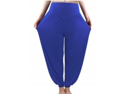 2026 pantalones Harem de Yoga para Mujer Hippie Boho Verano Baggy Joggers Elásticos de Talla Grande L Azul Real