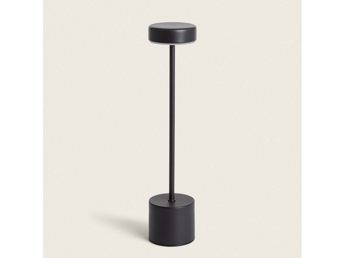 Candeeiro De Mesa Led Portátil Em Metal Com Bateria Usb Recarregável Zimba Preto