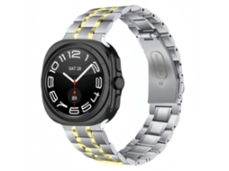 Bracelete para Samsung Galaxy Watch Ultra 2025 Aço Inoxidável Cinco Contas Prata e Dourada XIAOMOYU
