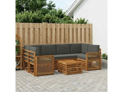 Vidaxl Conjunto De Sofás Para Exterior 7 Pcs Natural E Antracite