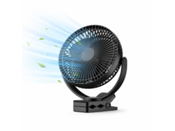 Ventilador De Mesa Silencioso De 8 Polegadas Com Clipe, Bateria De 10000mah, Autonomia De 24 Horas (preto)