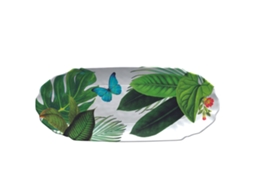 Travessa Petisqueira Retangular TOUCH MEL York Floreale em Melamina 38 X 20 Cm