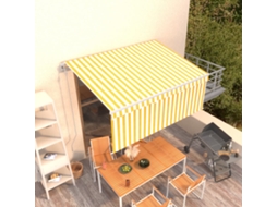 Vidaxl Toldo Retrátil Automático Com Estore 3,5x2,5 M Amarelo E Branco