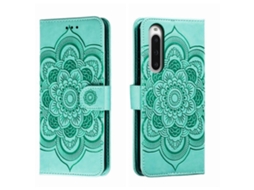 Capa De Couro Para Celular Com Padrão De Mandala Solar Em Relevo