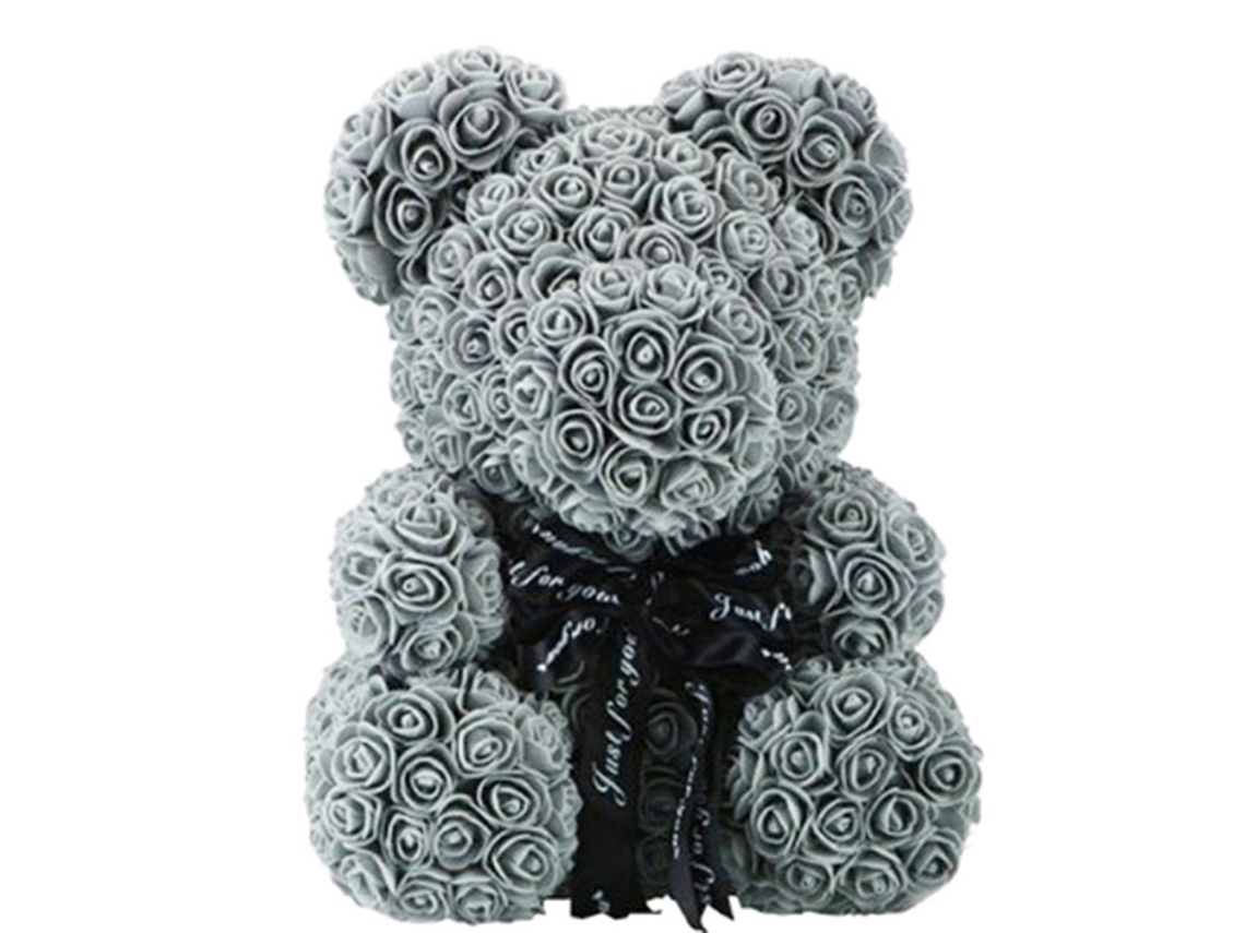 Urso de Flores Preservadas Rosa Presente Aniversário Natal