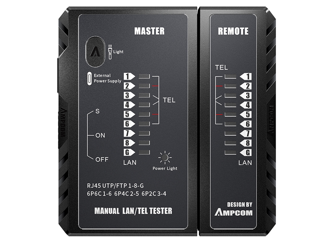 (preto) Testador De Cabos De Rede, Ferramenta De Reparo De Rede Ethernet, Adequado Para Cabos Rj45, Rj11, Rj12, Cat5, Cat6, Cat7, Cat8 E Lan.