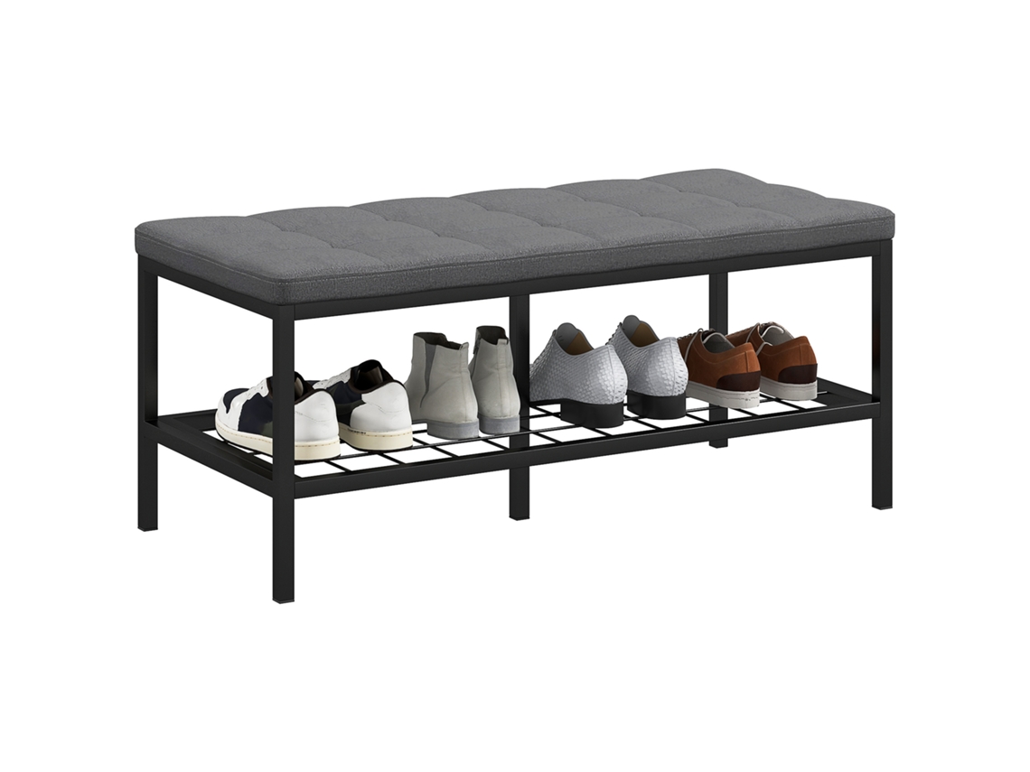 Banco para Sapatos com Almofada Acolchoada e Prateleira de Armazenamento,banco de Entrada para Corredor,quarto,90x41x40cm,cinza BTFORUS