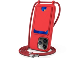 Compre Capa De Silicone Líquido Com Compartimento Para Cartão E Alça Transversal Para Iphone 12 Pro, Vermelha