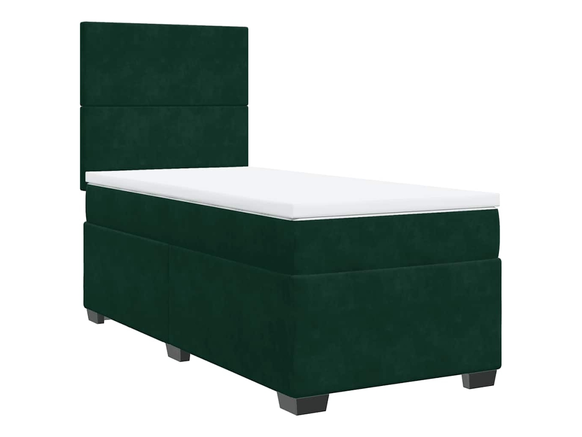 Conjunto 1 Cama Box Spring Vidaxl Verde Veludo (190 X 90 X 150.5 Cm)