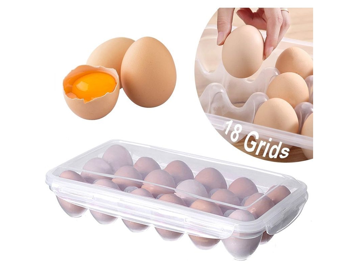 Caja De Armazenamento De Ovos De Plástico Empilhável Para Refrigerador Com Tampa Transparente
