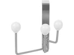 Cabideiro De Porta Com 3 Bolas Em Aço Inoxidável Prateado