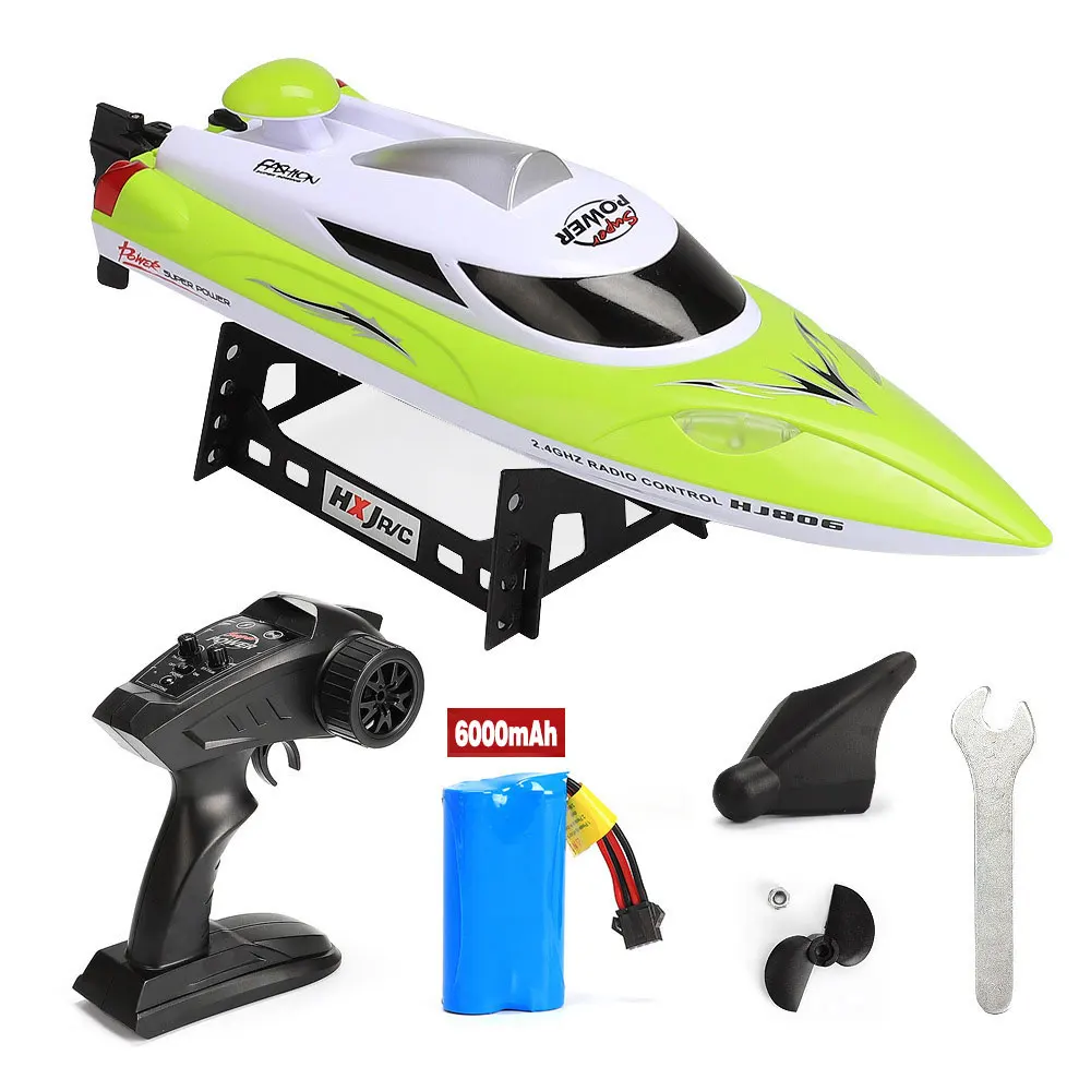 (verde - 6000mAh) Barco de controle remoto de 47cm, barco de corrida de alta velocidade 2.4g, luzes LED de 35km/h