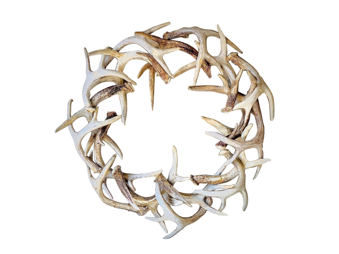 Coroa de Natal 30x30cm com 'antler' Branca LAXISCREED