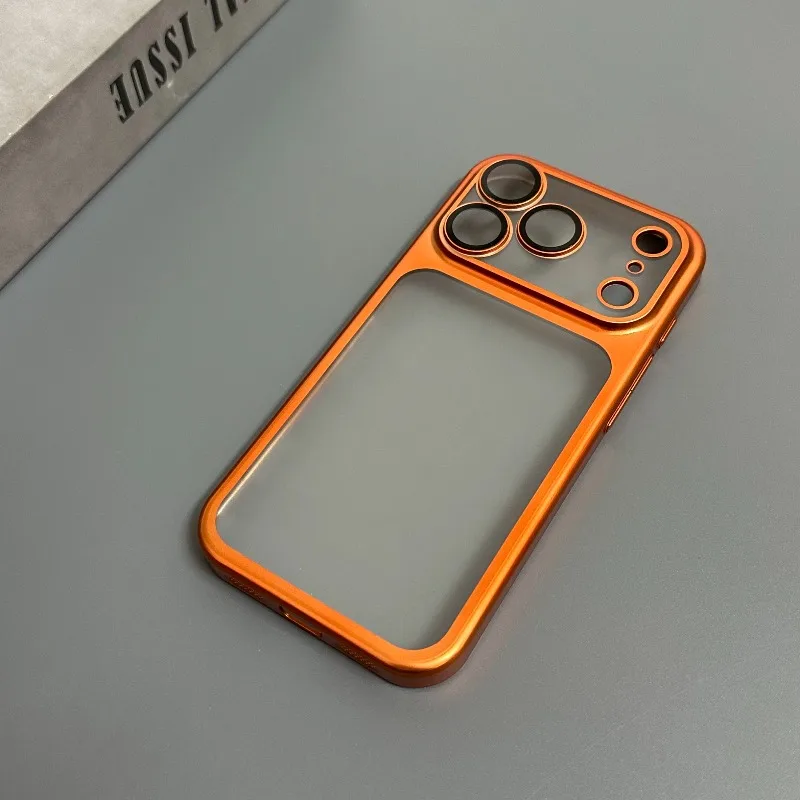 Capa Fosca Para Iphone 16 Pro (laranja), Com Protetor De Lente E Resistente A Impactos.