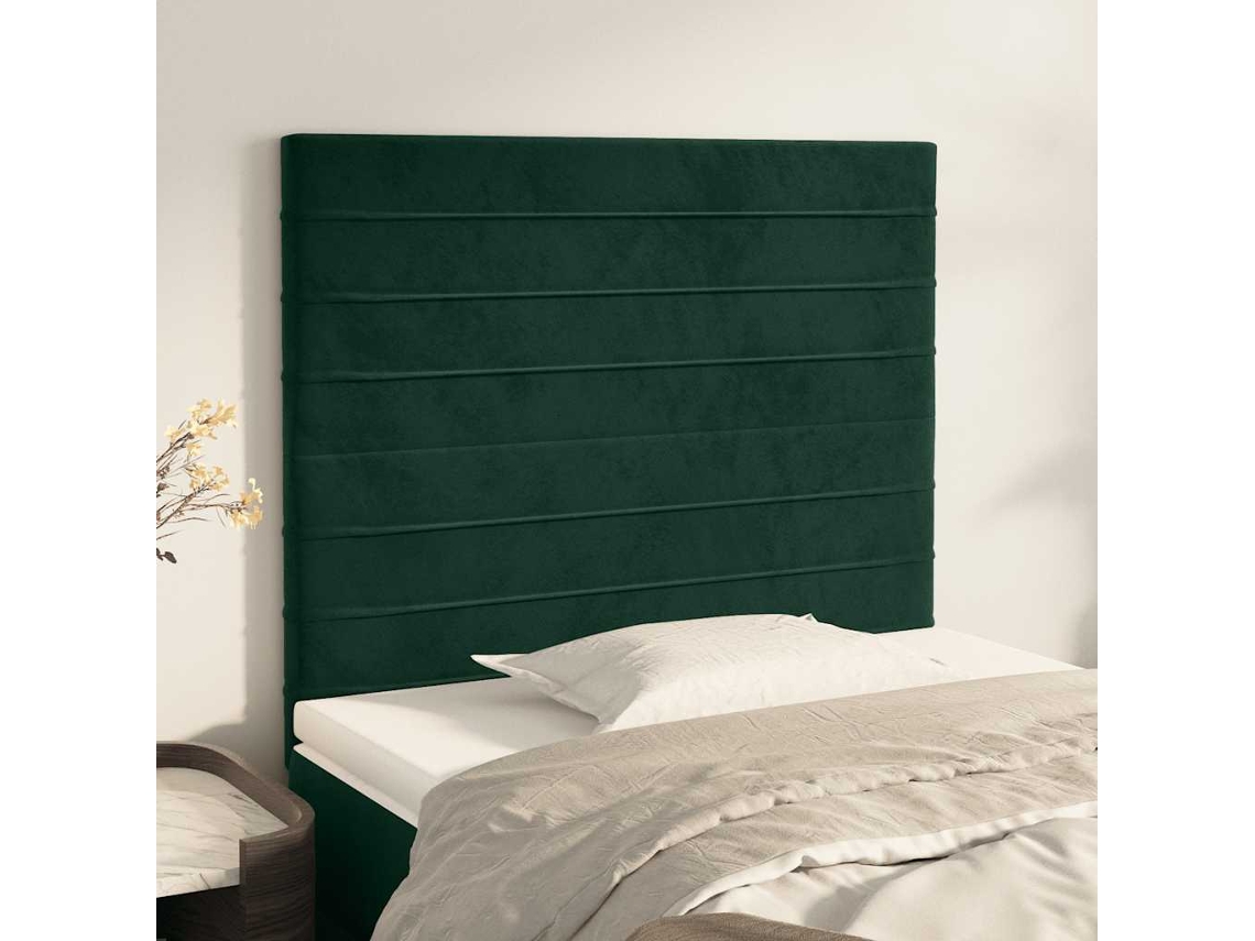 Vidaxl Cabeceira Verde Escuro 80x5x118/128 Cm Veludo
