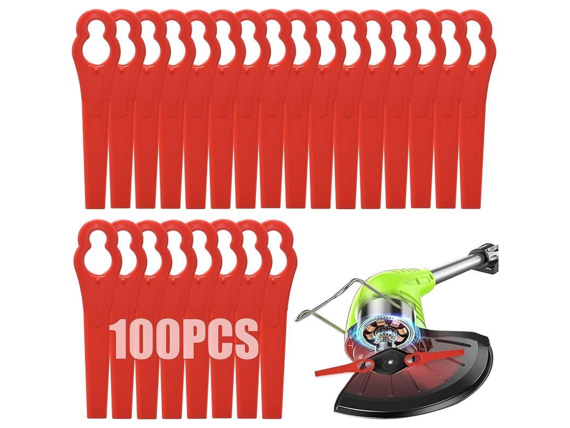 Lâminas De Cortador De Grama Plásticas Linjou 100 Peças, Lâminas Sem Fio 83 Mm Para Roçadeira Jardim