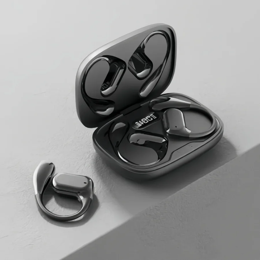 (preto) Fones De Ouvido Esportivos Bluetooth Originais Com Gancho Intra-auricular De Silicone