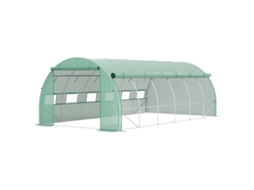 Estufa Túnel De 18 M² Com Porta, Painéis Laterais Enroláveis, 12 Janelas, Aço, Pe, 4 X 3 X 2 M, Verde
