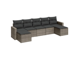 Conjunto de 7 Sofás para Jardim com Almofadões Vime Pe Cinzento MAISON EXCLUSIVE (7 pcs)